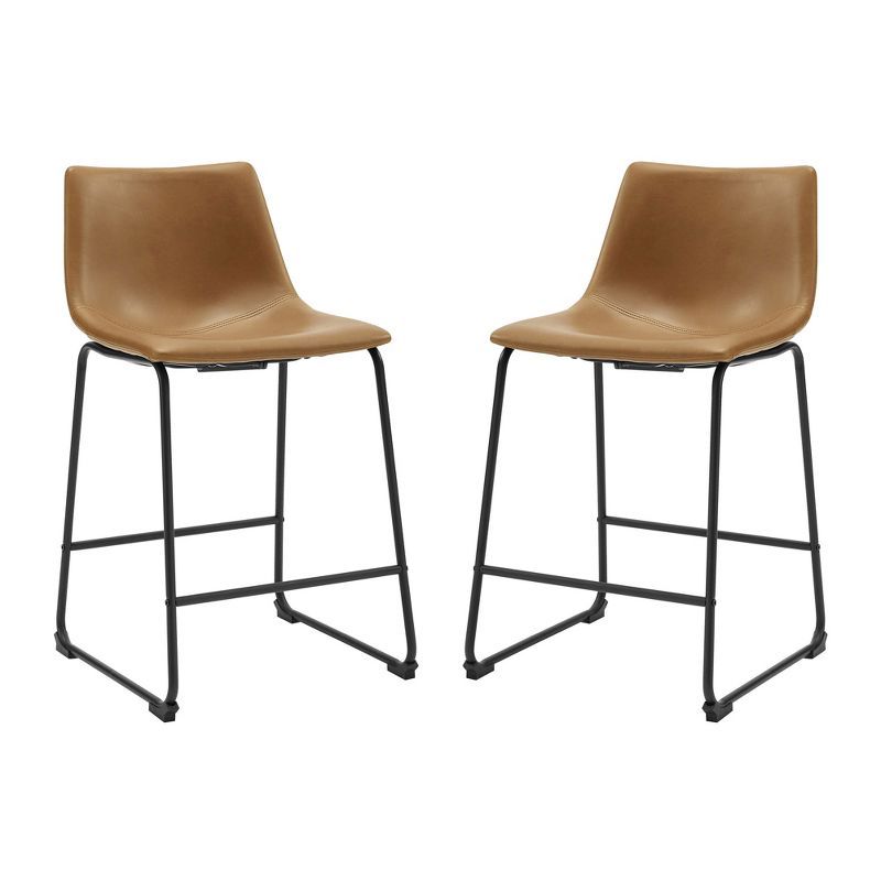 Set of 2 Laslo Modern Upholstered Faux Leather Counter Height Barstools - Saracina Home | Target
