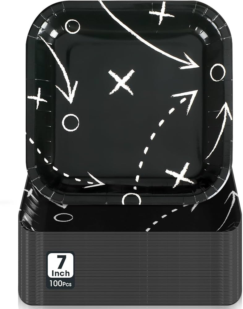 Mimorou 100 Pcs Football Dessert Plates - 7 Inch Square Paper Plates for Game Day, Birthday, Baby... | Amazon (US)