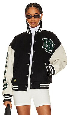 BEVERLY HILLS x REVOLVE Varsity Bomber in Black & White from Revolve.com | Revolve Clothing (Global)