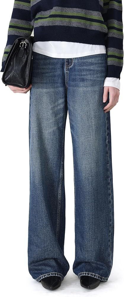 32" 34" 36" Inseam Extra Long Tall Wide Leg Jeans for Women, High Waisted Straight Baggy Denim Fl... | Amazon (US)