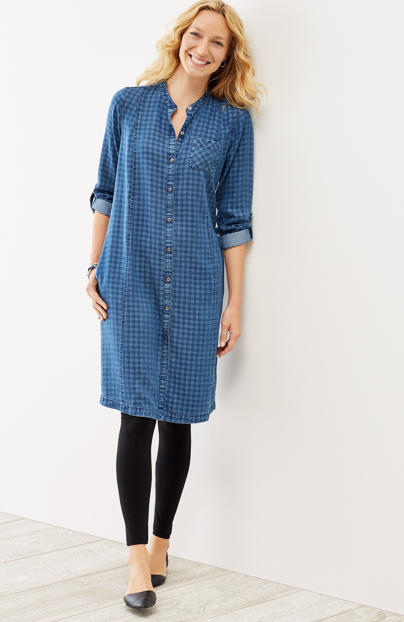 TENCEL® INDIGO TAB-SLEEVE DRESS | j.jill.com (US)