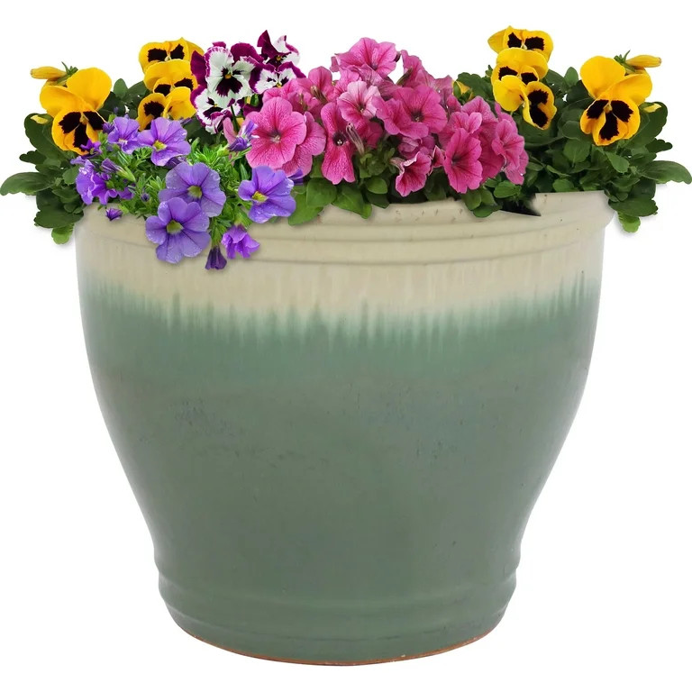 Sunnydaze Studio High-Fired Glazed UV- and Frost-Resistant Outdoor/Indoor Ceramic Flower Pot with... | Walmart (US)