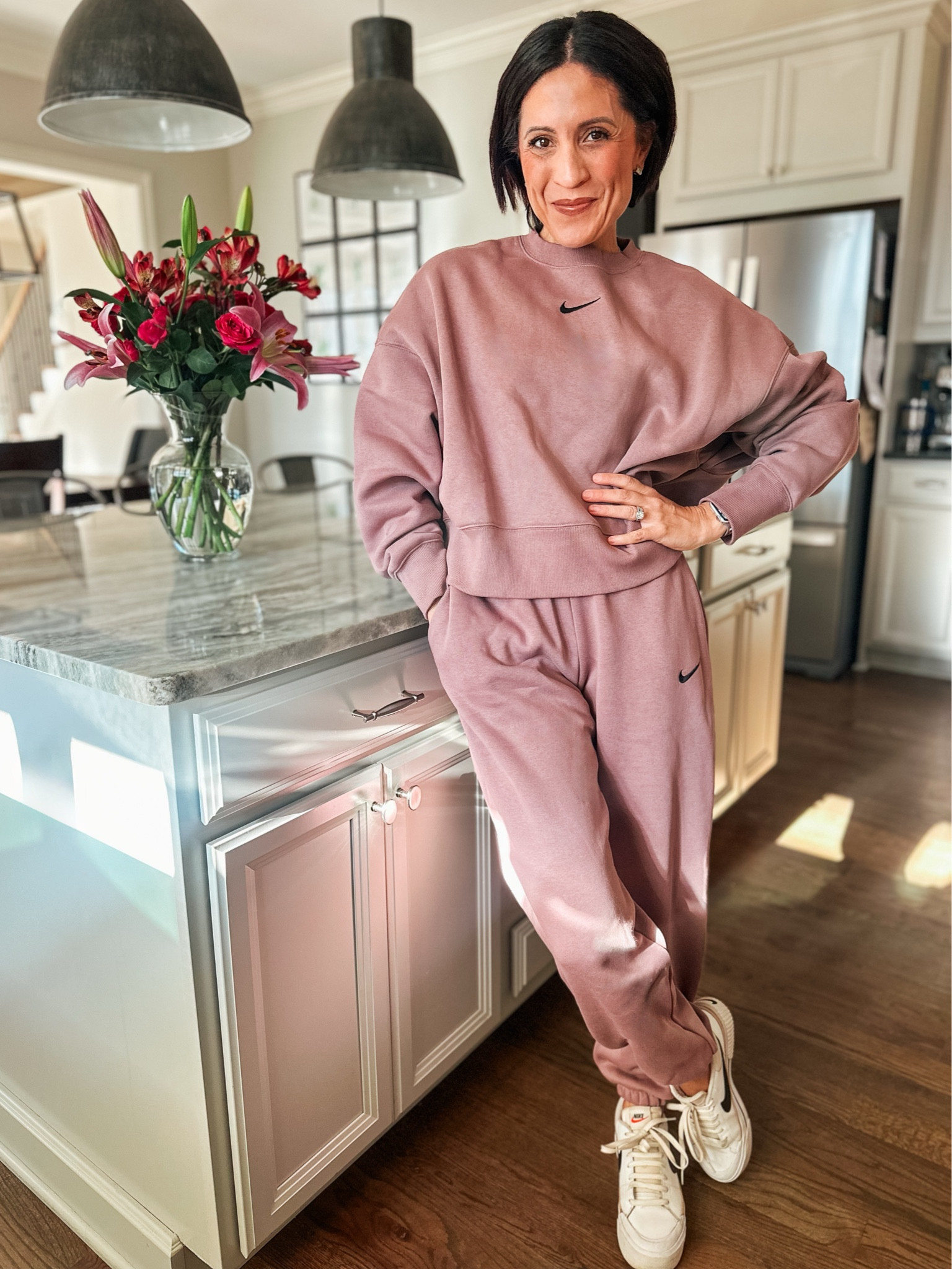 Weekend Cozy Outfit. Love This Color💜

So I’m usually a #neutralsonly girl through & through. But this smoky mauve from Nike has captured my eye & now I’m obsessed & want my whole closet to be this shade. 

This crewneck sweatshirt & joggers run big so definitely order a size down⬇️

#matchingset #matchingsetsforwomen #sweatsuit #sweatsuits #sweatsuitseason #nike #nikewoman #smokymauves #nikeclothes #nikeclothing #athleisure #athleisurewear #athleisurestyle #athleisurelook #athleisurefashion #joggerpants #joggerstyle #winterstyle #momfluencer #momfashion #momstyle #everydayluxe #everydayelevated #ootd #mystylediary

#LTKover40 #LTKSeasonal #LTKfindsunder100