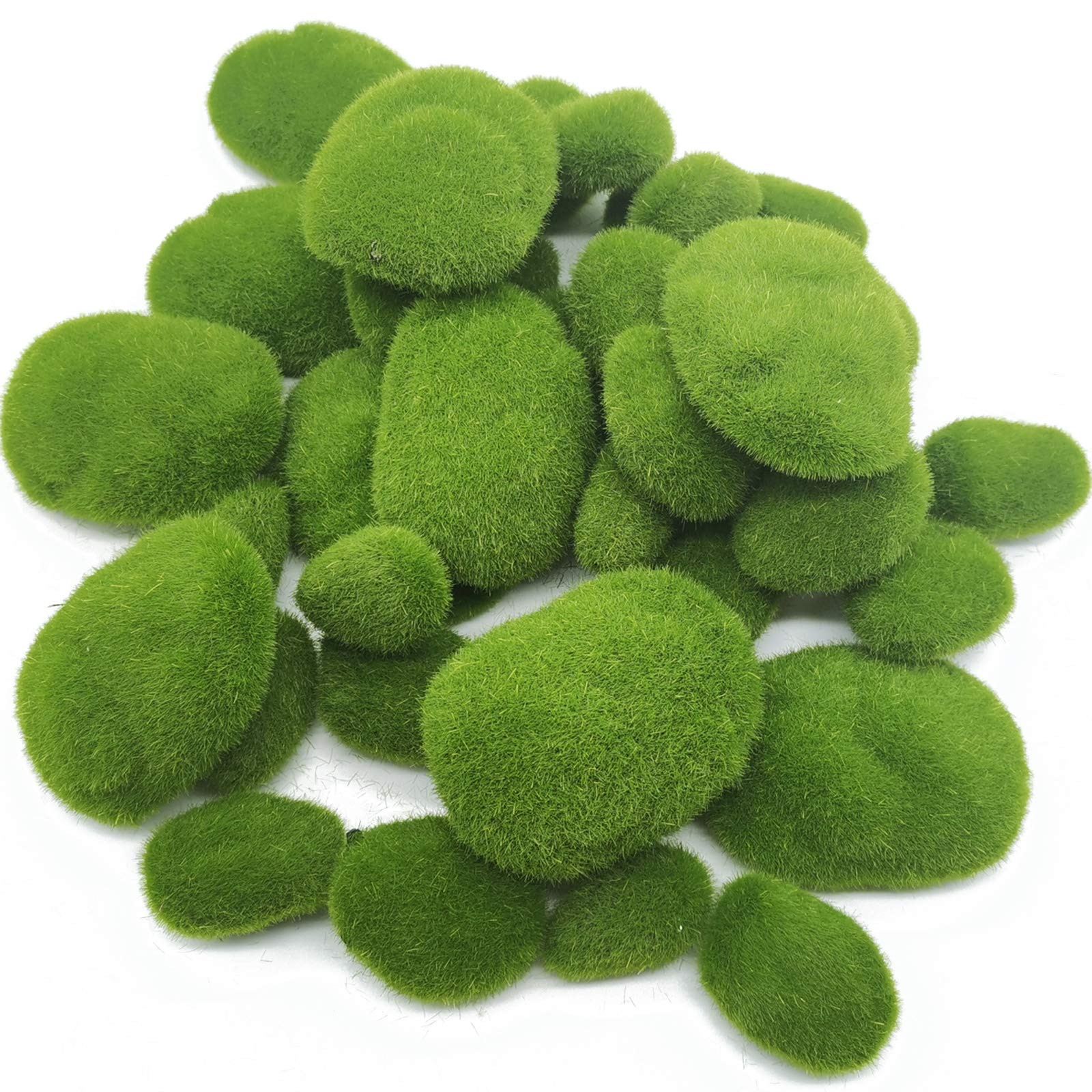 TIHOOD 40PCS 4 Size Artificial Moss Rocks Decorative, Green Moss Balls,Moss Stones, Green Moss Co... | Amazon (US)