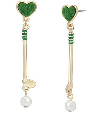 Betsey Johnson Golf Club Pearl Drop Heart Earrings - Green | Dillard's