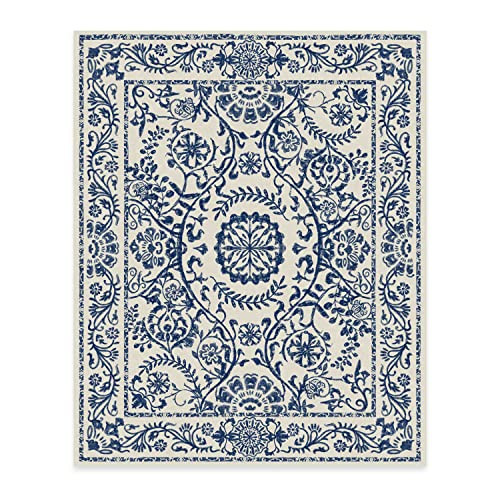 RUGGABLE Delphina Washable Rug - Perfect Vintage Area Rug for Living Room Bedroom Kitchen - Pet & Child Friendly - Stain & Water Resistant - Delft Blue 8'x10' (Classic Pad) | Amazon (US)