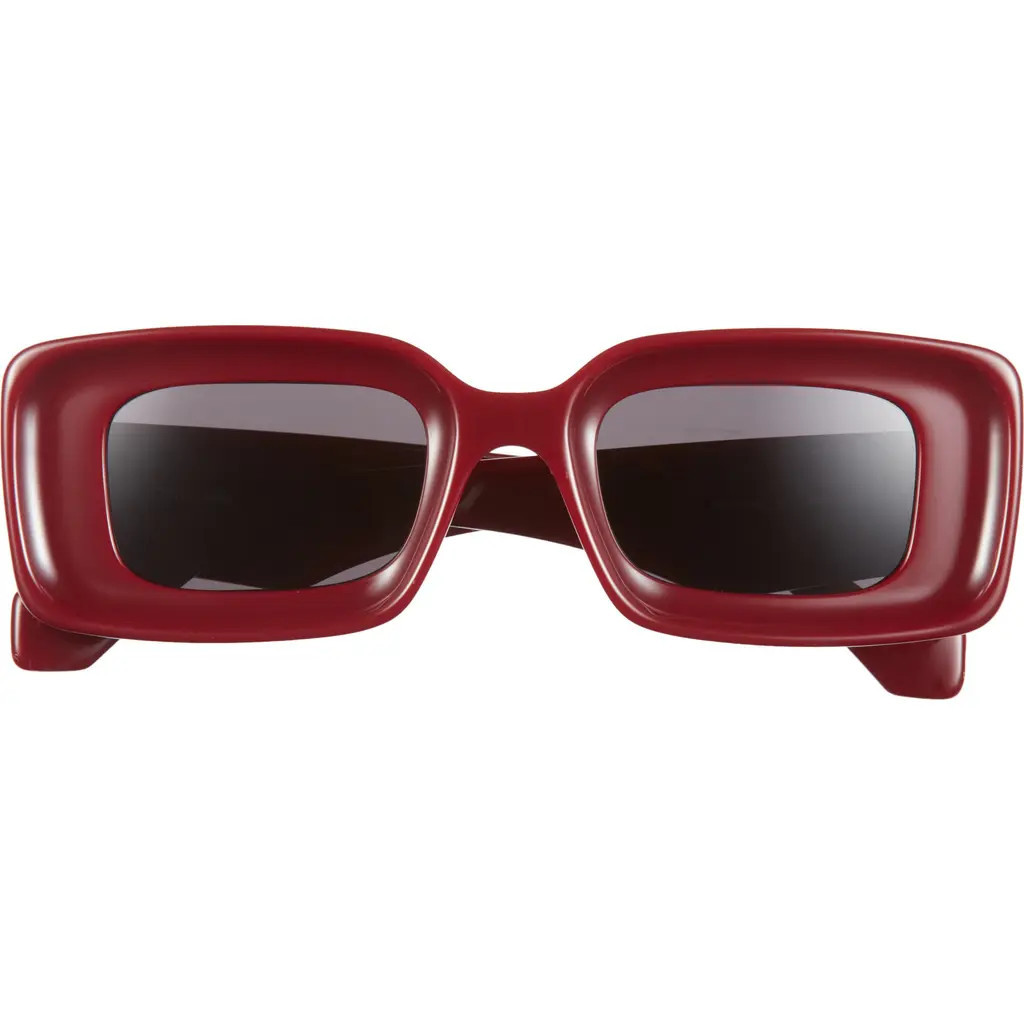 Loewe Chunky Anagram 46mm Rectangular Sunglasses in Shiny Red/smoke at Nordstrom | Nordstrom