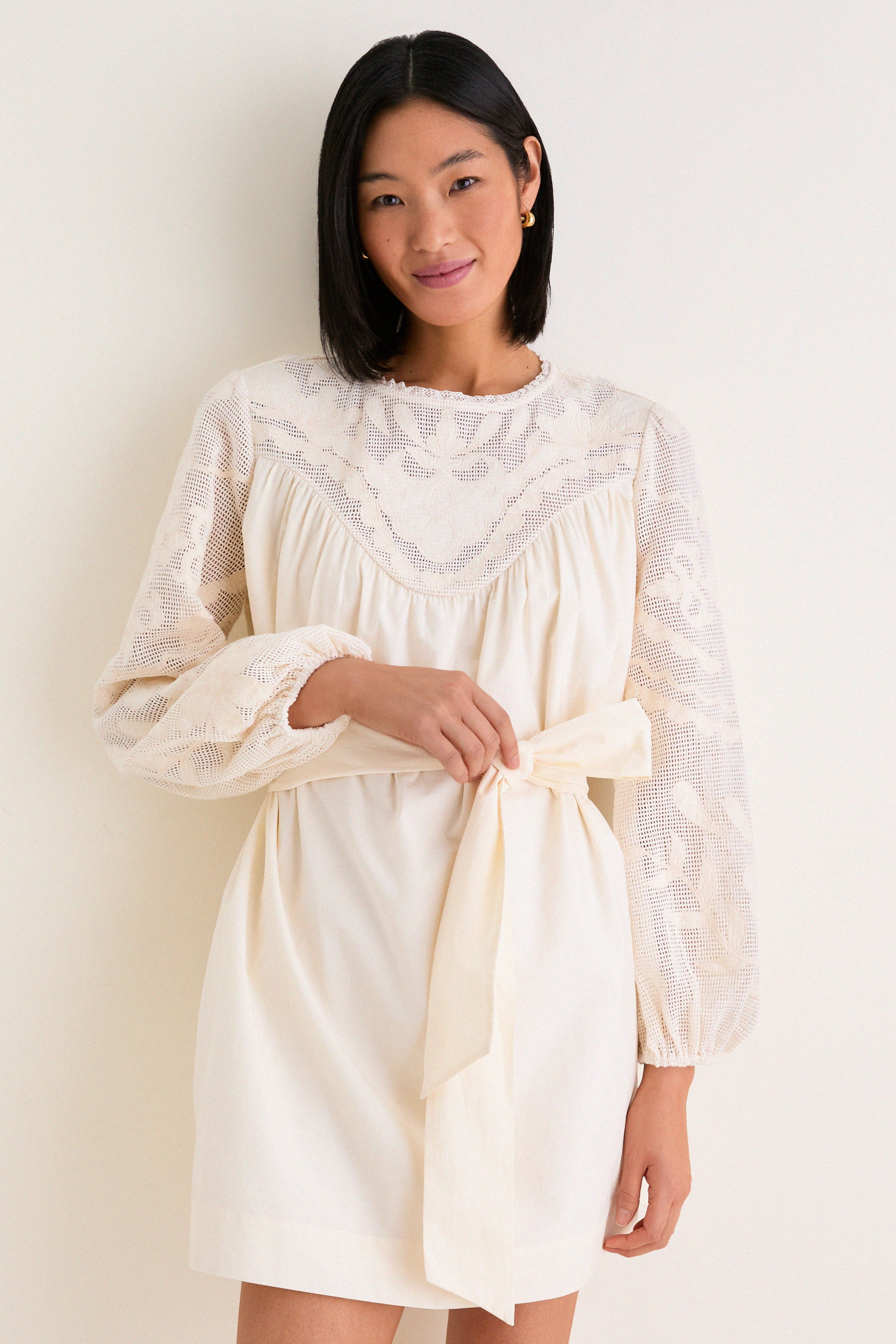Ivory Patchwork Embroidered Cressida Mini Dress | Tuckernuck (US)