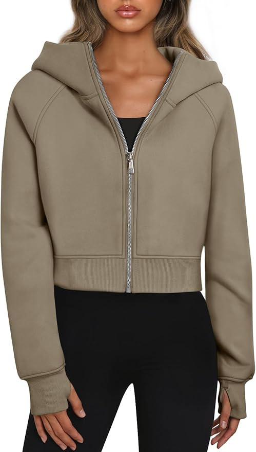 Trendy Queen Womens Zip Up Hoodies Jackets Cropped Sweatshirts Fleece Fall Outfits Casual Comfy Y... | Amazon (US)