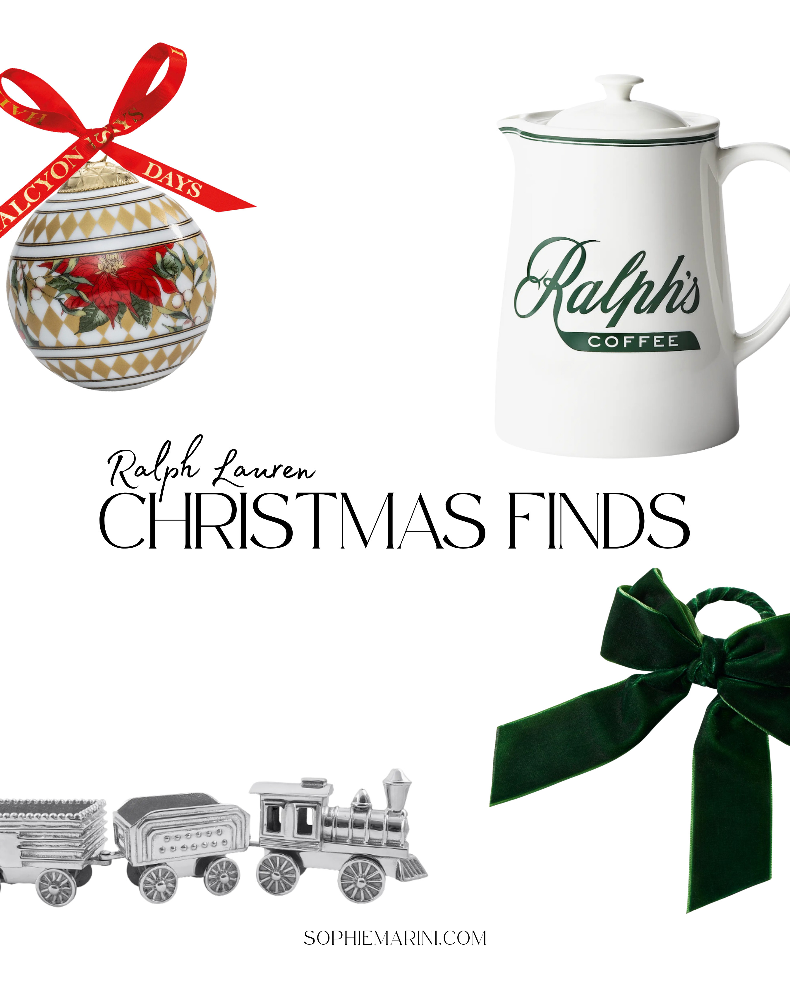 Ralph Lauren Christmas finds 
[Ralph's Coffee Beverage Server, Juliska, Red Antique Floral and Plaid Reversible Wipeable Placemats, Heritage Silver Salt & Pepper Shakers, Velvet Bow Tree Skirt, Velvet Bow Tree Skirt, Spode Christmas Tree Dinner Plates, Toy Tree Embroidered Placemat, Villeroy & Boch, Traditions Train Server, Halcyon Days, Parterre Gold With Poinsettia Ornament, Velvet Bow Napkin Rings, 

 #LTKSeasonal #LTKHome #LTKParties