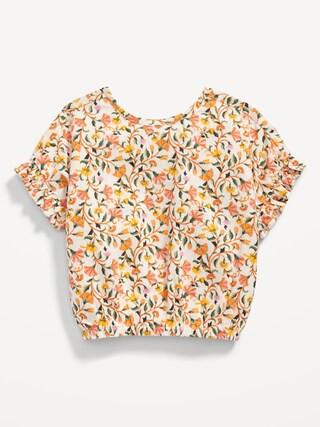 Printed Ruffle-Sleeve Button Back Top for Toddler Girls | Old Navy (US)