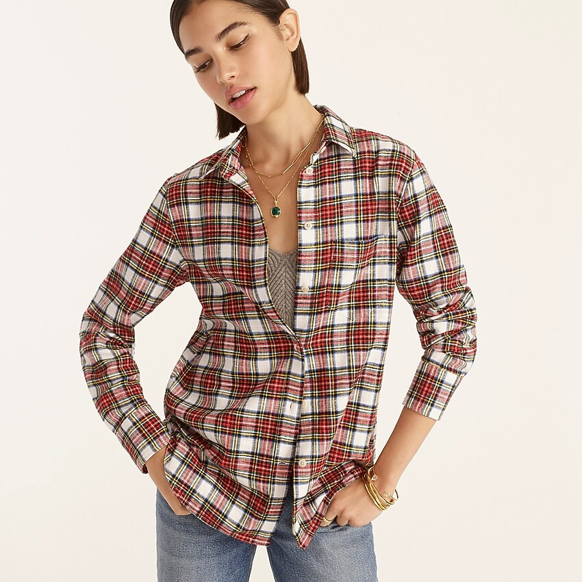 Classic-fit shirt in snowy Stewart tartan flannel | J. Crew US