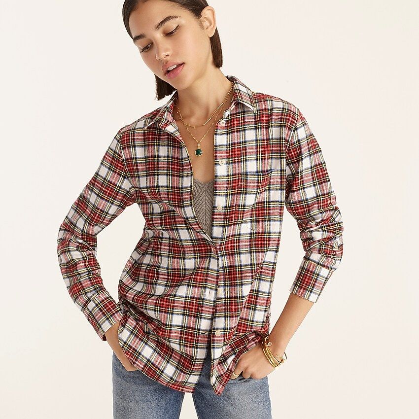 Classic-fit shirt in snowy Stewart tartan flannel | J.Crew US