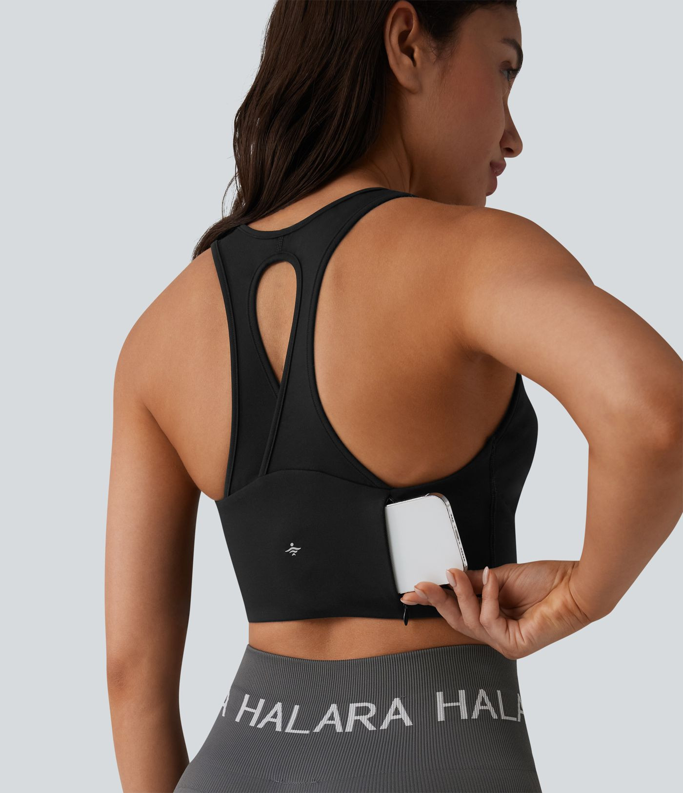 Women’s SoftlyZero™ Plush Low Support Racerback U-Neck Built-in Bra Yoga Sports Bra with Pock... | HALARA