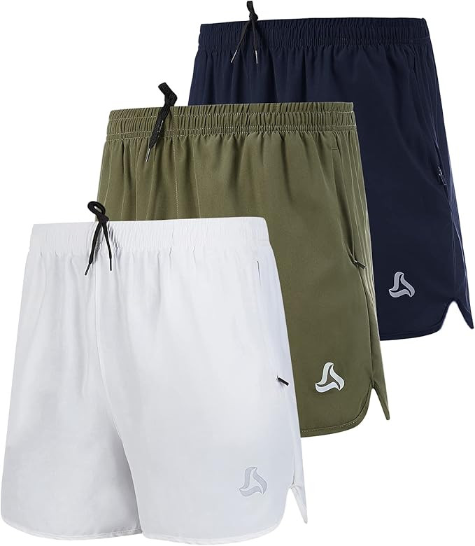 SILKWORLD Men's Workout Shorts Stretch Running Shorts Quick Dry Lightweight Summer Shorts with Zi... | Amazon (US)