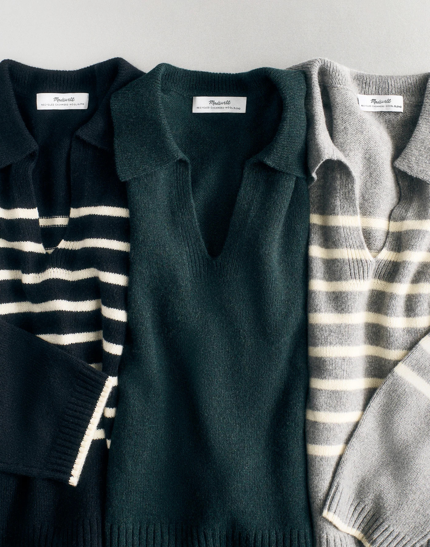 Cashmere-Wool Blend Polo-Collar Sweater in Stripe | Madewell | Madewell