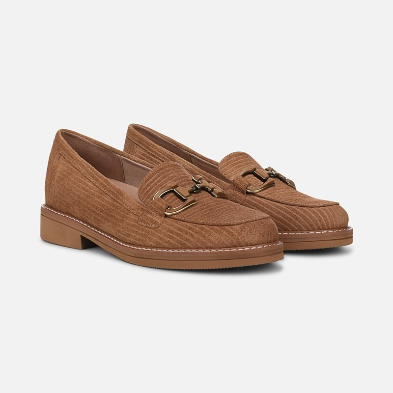 Naturalizer Theo Loafer Shoes, Tan Ribbed Suede Leather, 9.5W Slip-On, Round Toe | Naturalizer