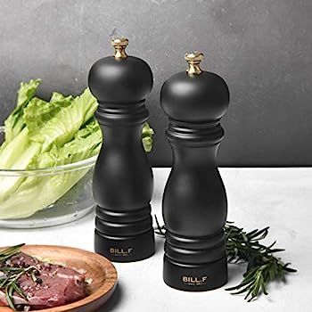 Bill F Since 1983 Salt and Pepper Grinder Set,2 Pcs Rubber Wood Pepper Mill with Matt Black,Pepper S | Amazon (UK)