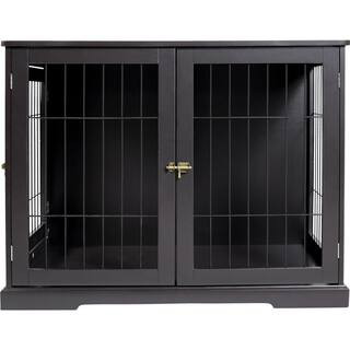 Furniture Style Dog Crate, Indoor Kennel, Pet Home, End Table or Nightstand with 2-Doors, Brown, ... | The Home Depot