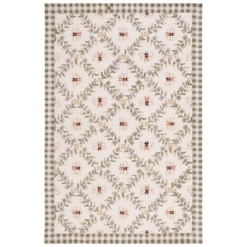 Kinchen Hand Hooked Wool Floral Rug | Wayfair North America