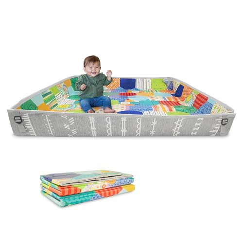 Infantino Foldable Soft Foam Play Mat, Reversible 57x57” Baby Mat for Floor Time, Lightweight, Portable & Easy to Store, Water Resistant, Wipeable, Multicolor | Amazon (US)