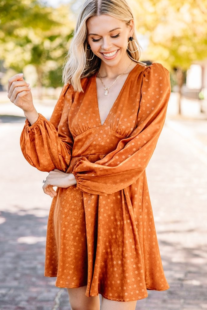 Because You Can Bronze Brown Satin Dress | The Mint Julep Boutique