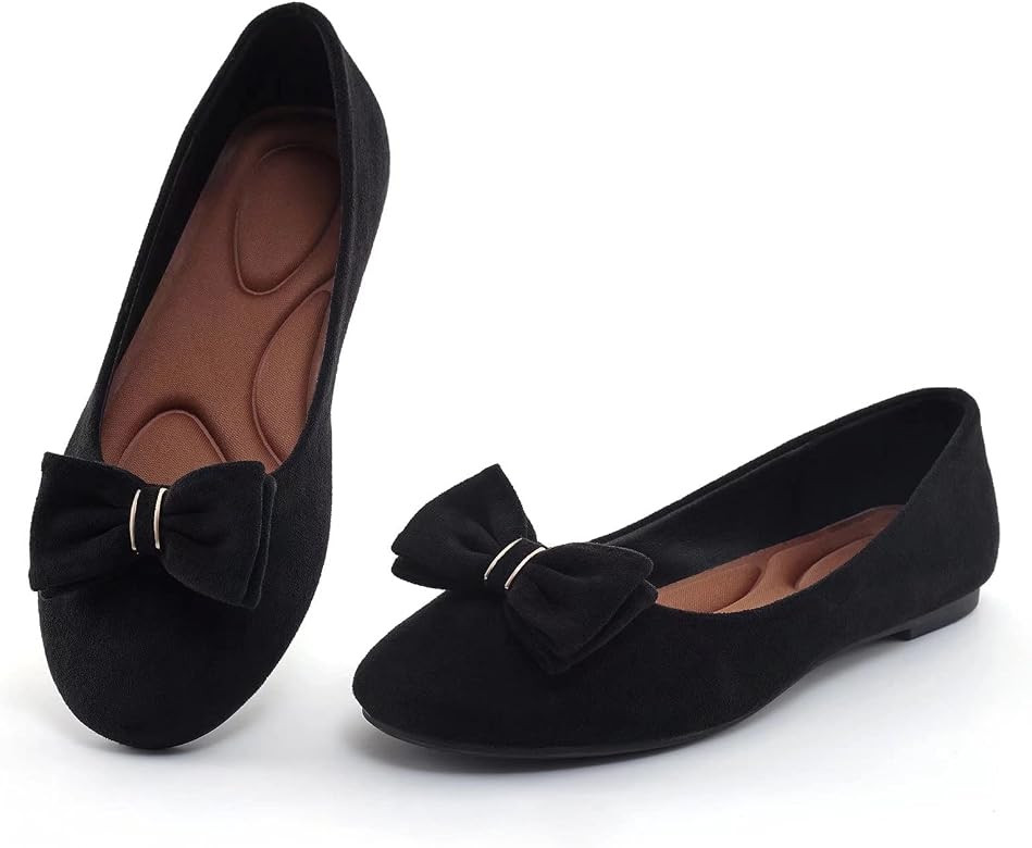 MUSSHOE Flats Shoes Women Dressy Comfortable Slip On Round Toe Womens Flats | Amazon (US)