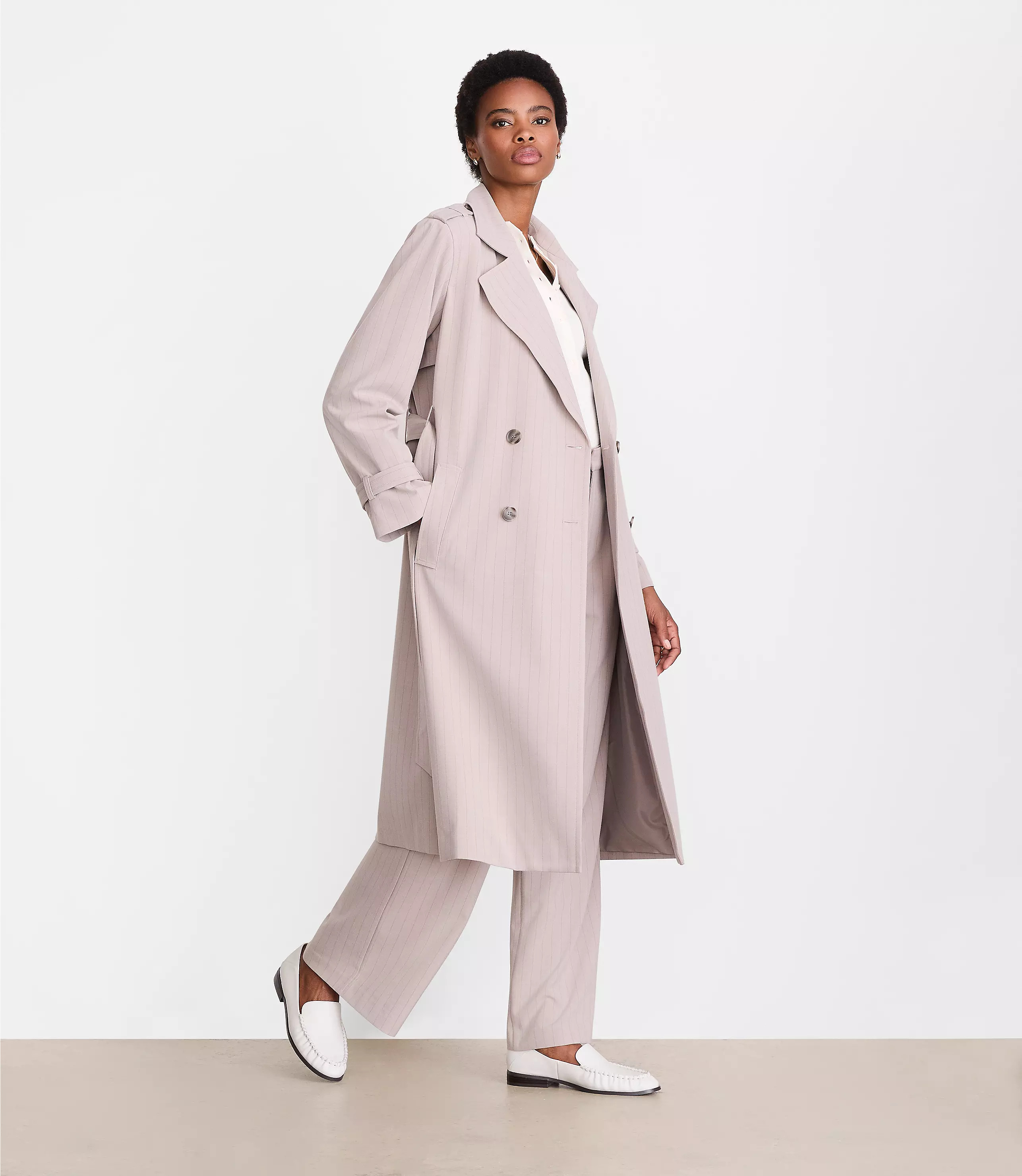 LOFT Versa Seasonless Stretch Trench Coat in Stripe | LOFT