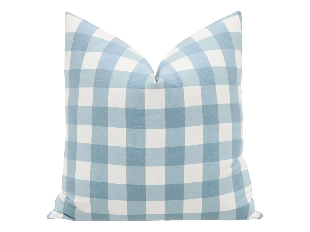 Charleston Check // Powder Blue  | Buffalo Check blue| kids room  | throw pillow | | Etsy (US)