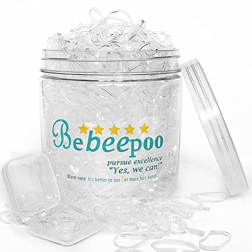 Clear Hair Elastics, BEBEEPOO 2000pcs Mini Rubber Bands for Hair, Clear Mini Elastic Hair Ties with Small Box, Soft Small Hair Tties for Girls Kids Women | Amazon (US)