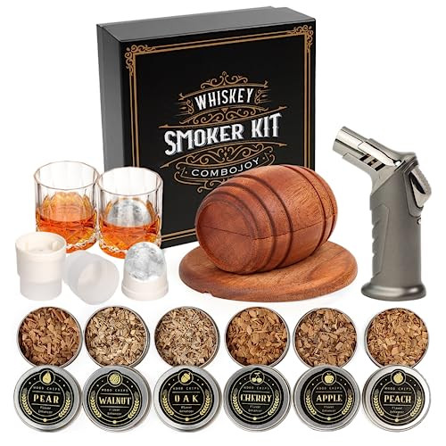 Whiskey Smoker Kit with Torch - 6 Flavors Wood Chips, 2 Glasses, 2 Ice Ball Molds - Cocktail Smok... | Amazon (US)