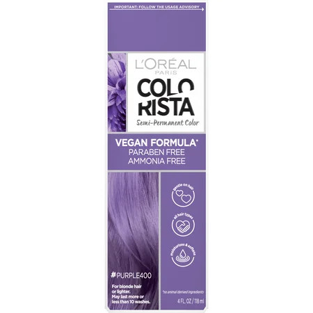 L'Oreal Paris Colorista Semi-Permanent Hair Color, Light Bleached Blondes, Purple, 1 Kit | Walmart (US)