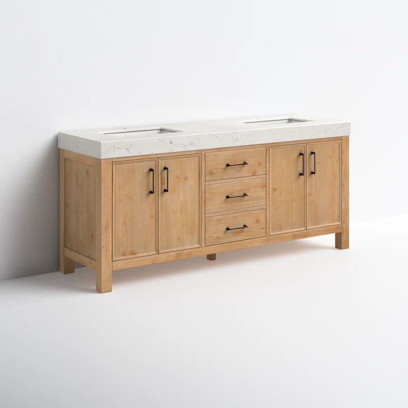 Aneysa 72'' Double Bathroom Vanity with Composite Stone Top | Wayfair North America