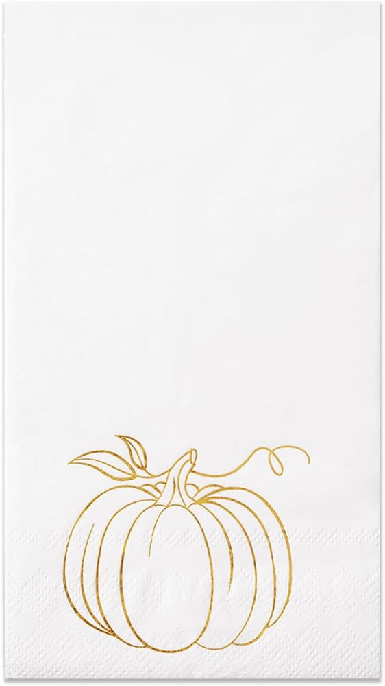 50 Pcs Fall Paper Napkins Thanksgiving Guest Napkins, 3 Ply Gold Foil Pumpkin Holiday Napkins Din... | Amazon (US)