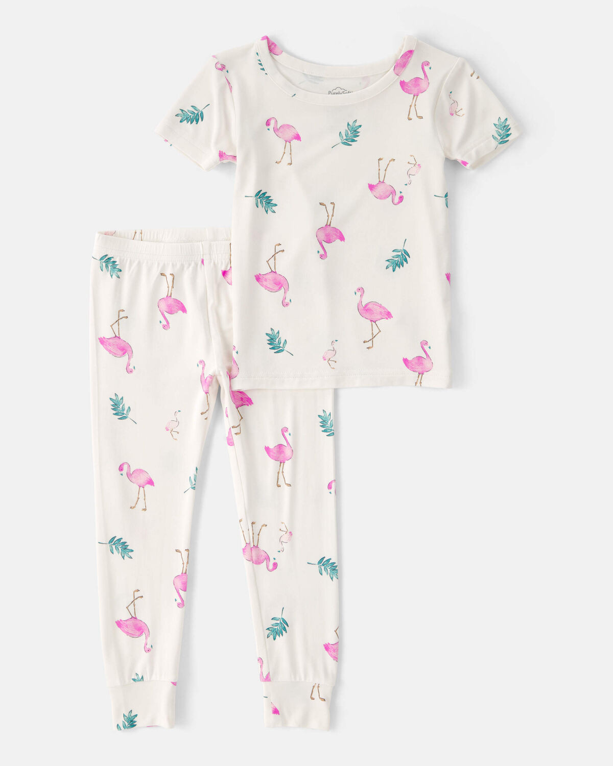 Toddler Girl Flamingo PurelySoft Short-Sleeve Snug Fit 2-Piece Pajama Set - Ivory | Carter's Inc