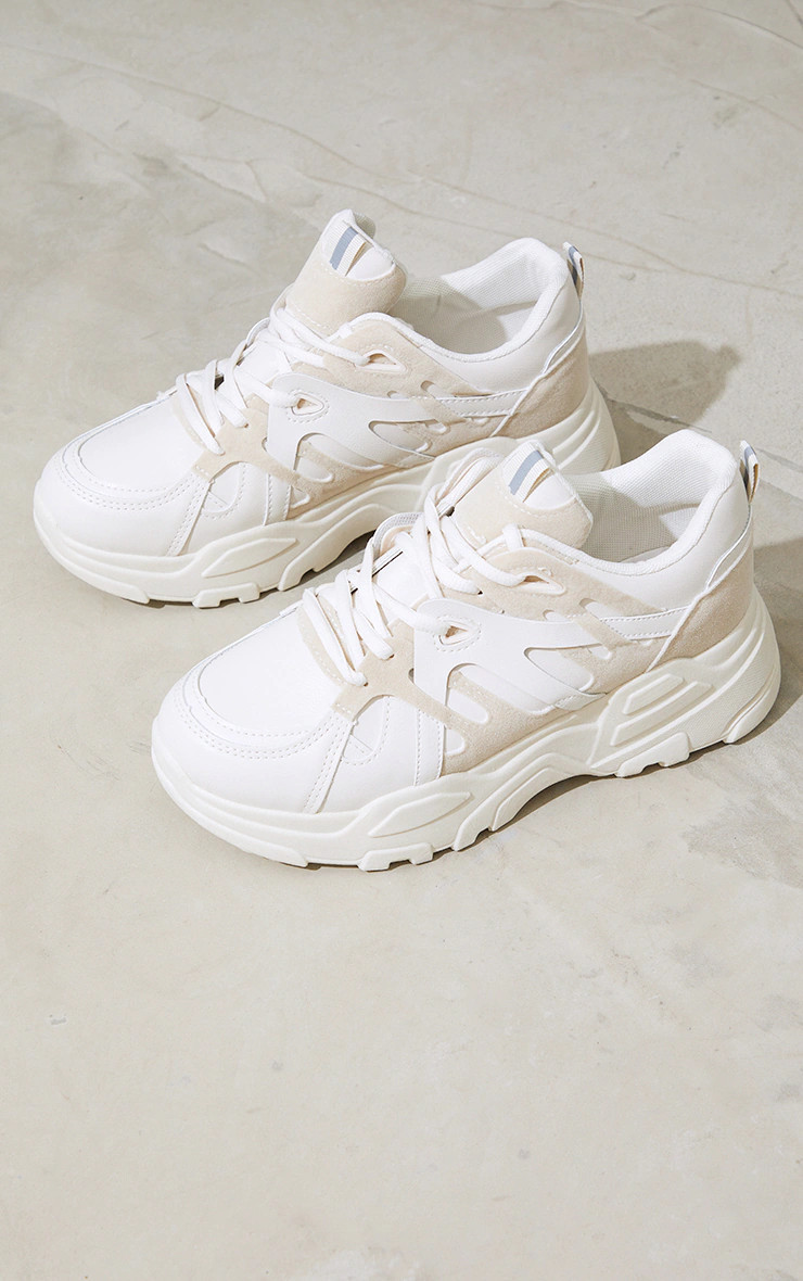 Stone Chunky Panelled Trainers | PrettyLittleThing UK