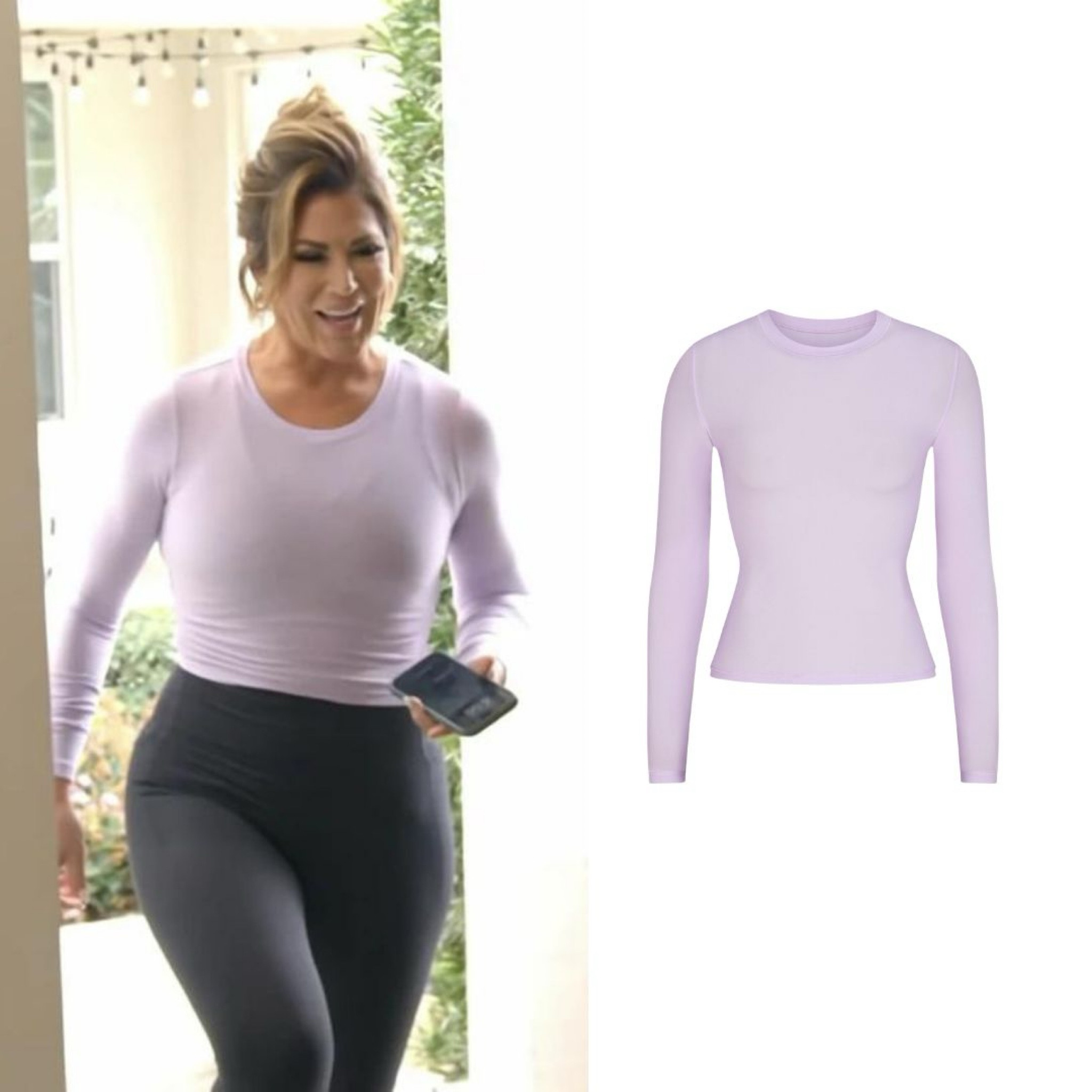 Emily Simpson’s Light Purple Long Sleeve Top