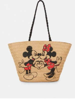 Woven Natural Tote Bag Beach Bag Hand Painted Minnie And Mickey Mouse (NWT) | eBay US
