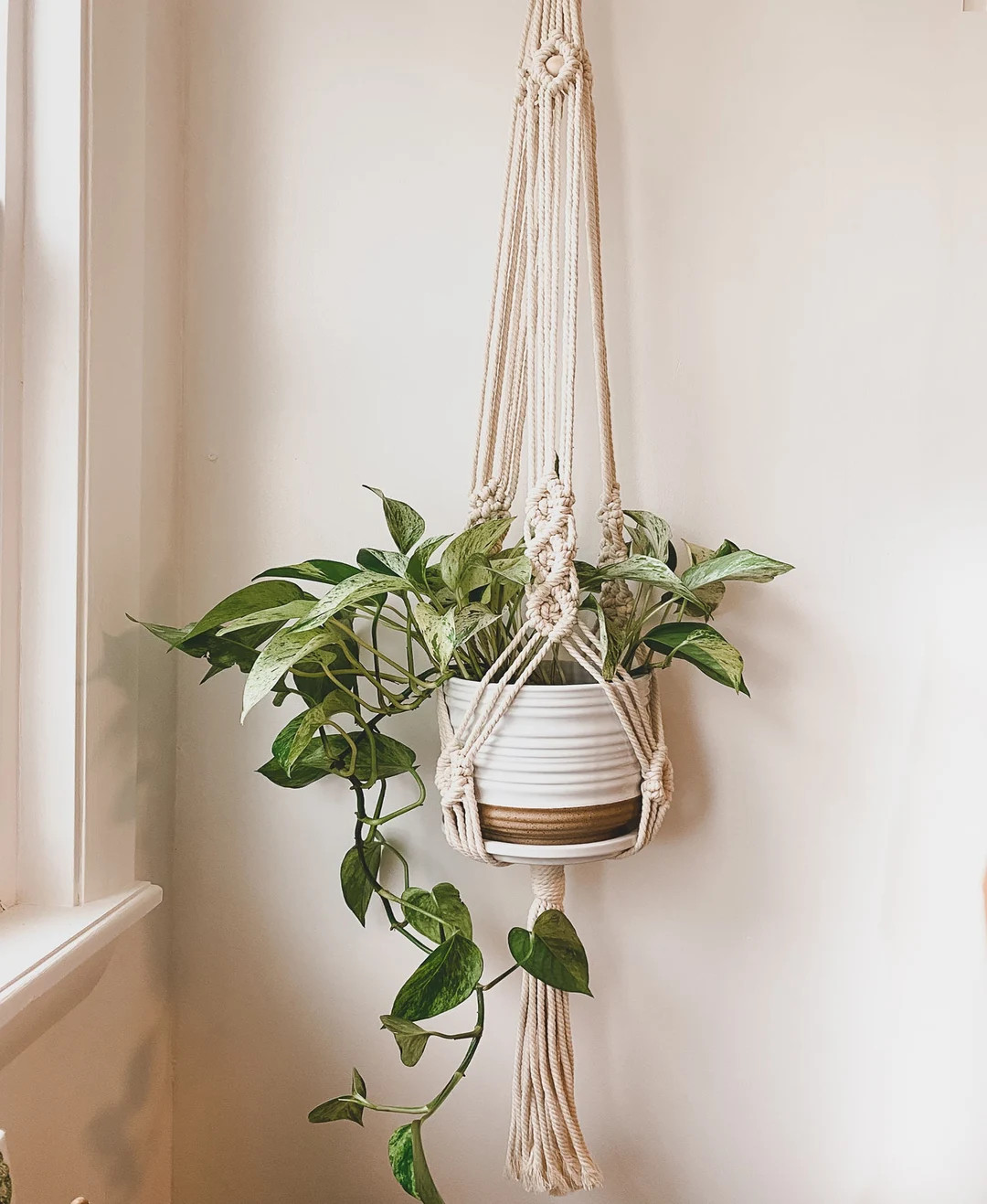 Boho Macrame Plant Hanger / Indoor Plant Hanger / Farmhouse / Cottage / Gifts for Her / Gifts for... | Etsy (US)