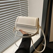 Small Square Bag Solid White Flap Design | SHEIN