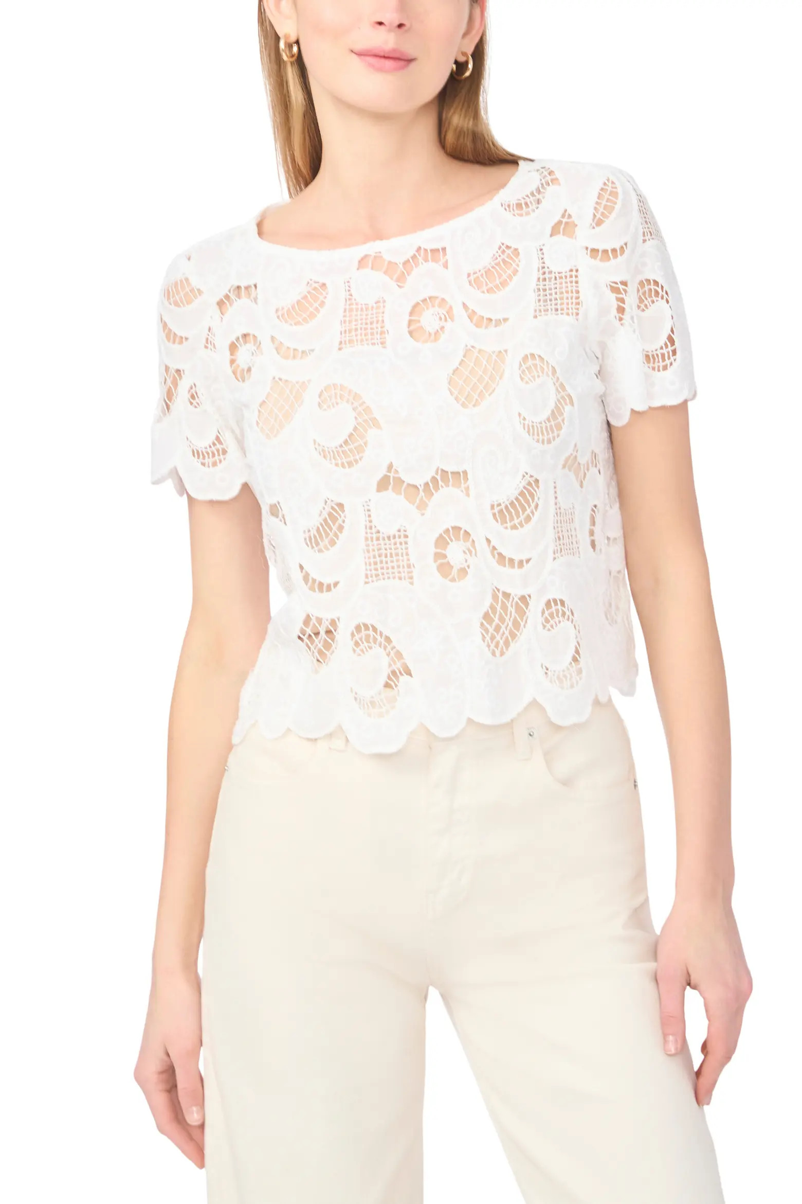 Short Sleeve Lace Top (Women) | Nordstrom | Nordstrom