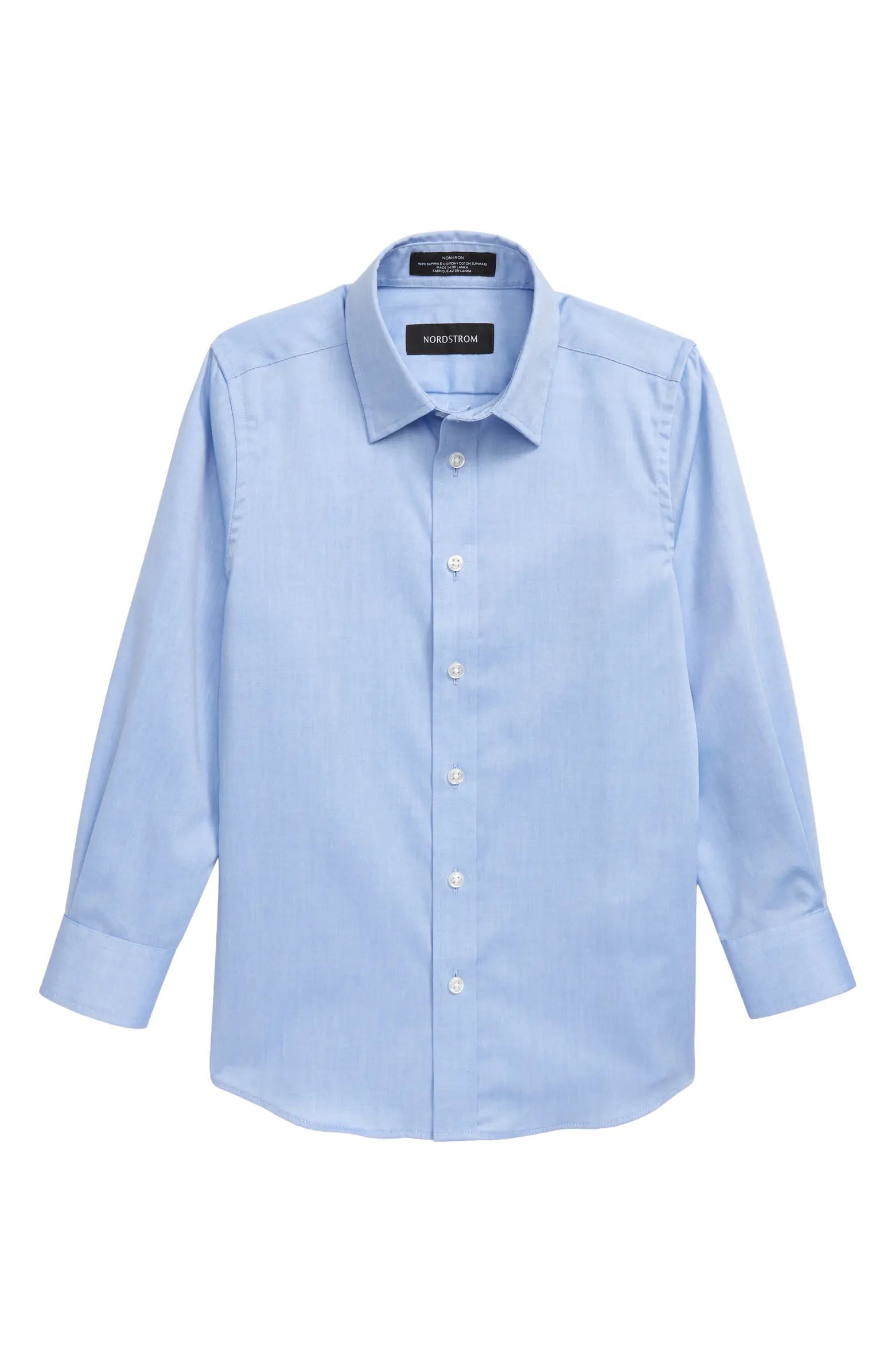Kids' Solid Cotton Button-Up Shirt | Nordstrom