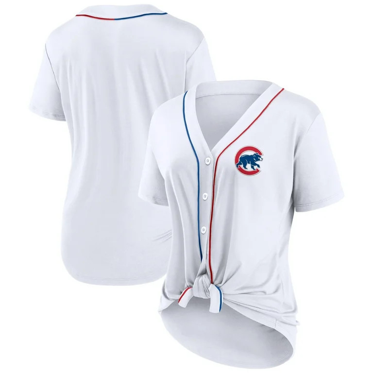 Women's Fanatics Branded White Chicago Cubs Dugout Tie Front V-Neck Jersey - Walmart.com | Walmart (US)