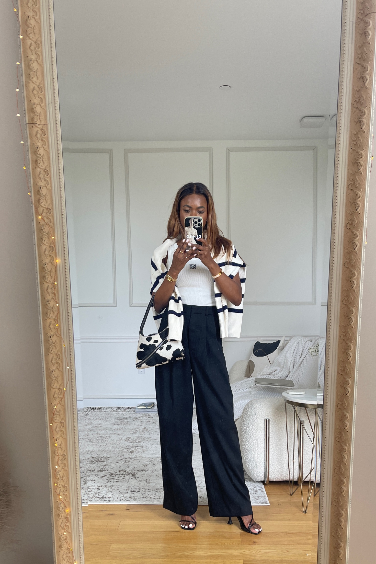 Old money vibes with an unclean mirror 🤗 

Loewe tank : XS
Cos pants : size 2
Mango sweater : Small
Coperni zip bag

#LTKstyletip #LTKitbag #LTKworkwear