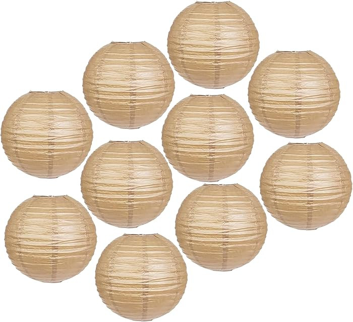 Mudra Crafts Kraft Paper Lanterns Wedding Party Decorations - 12 in 10 Round Hanging Ceiling Lant... | Amazon (US)