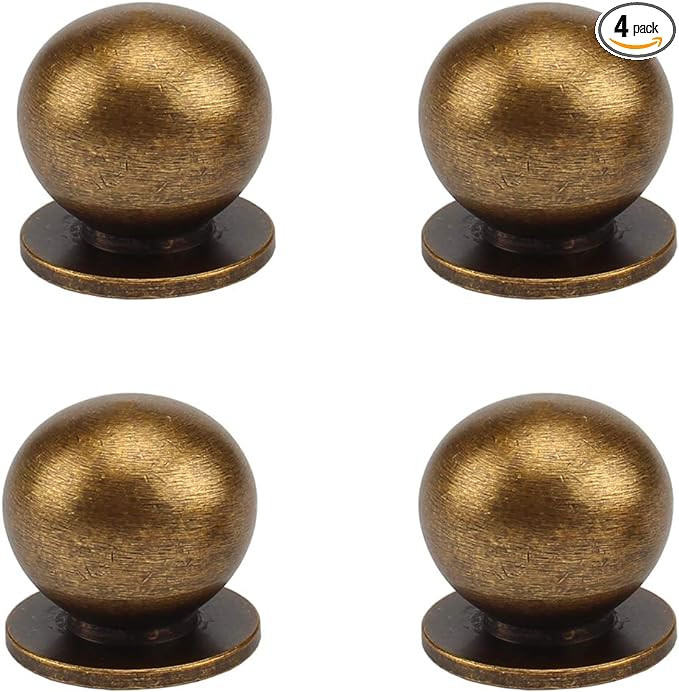 RZDEAL 4pcs 19MM Diameter Round Solid Brass Pulls Antique Cabinet Drawer Small Handles Modern Min... | Amazon (US)