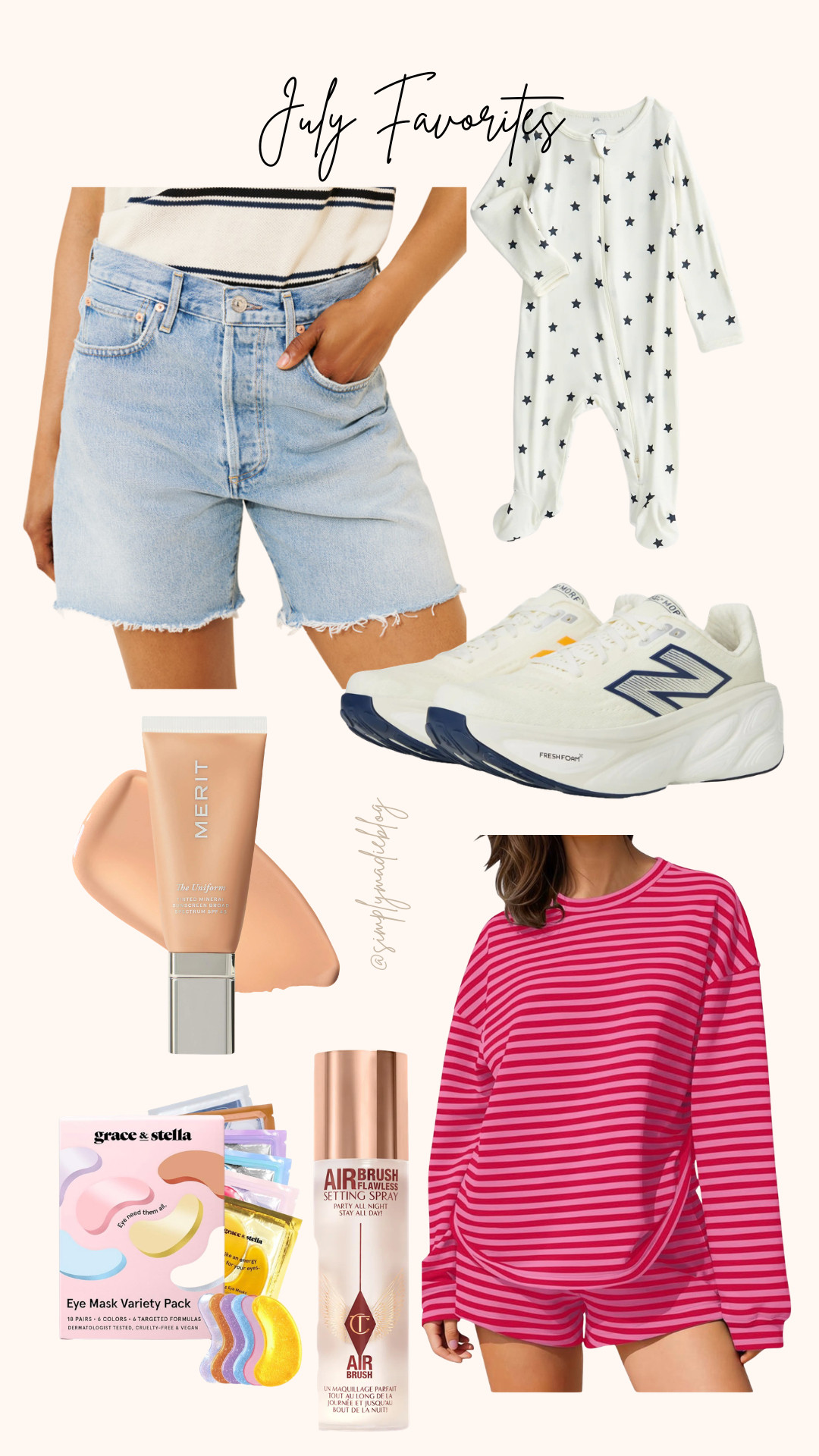 this baby onesie is under $10 and SO SOFT! the shorts are incredibly flattering post partum and a great length. the combo of this SPF foundation and setting spray makes my makeup last in this GA heat. eye masks are essential after midnight feedings with the baby. these sneakers are insanely comfortable and perfect for walking with the stroller.  

 #LTKselfcare #LTKMidsize #LTKBaby