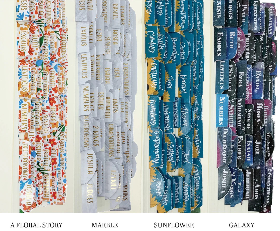 Peel and Stick Bible Tabs floral Marble Galaxy & - Etsy | Etsy (US)
