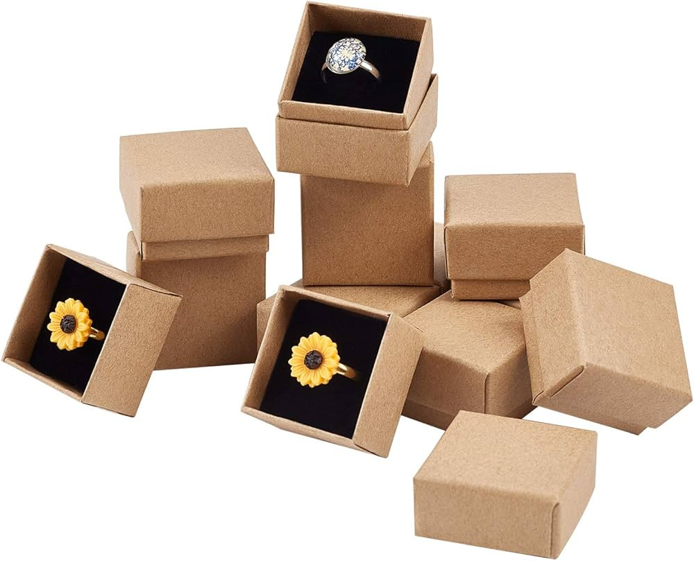 PH PandaHall 48 Pack Ring Box, 1.5x1.5x1.1 Inch Jewelry Gift Boxes Square Cardboard Jewelry Box w... | Amazon (US)