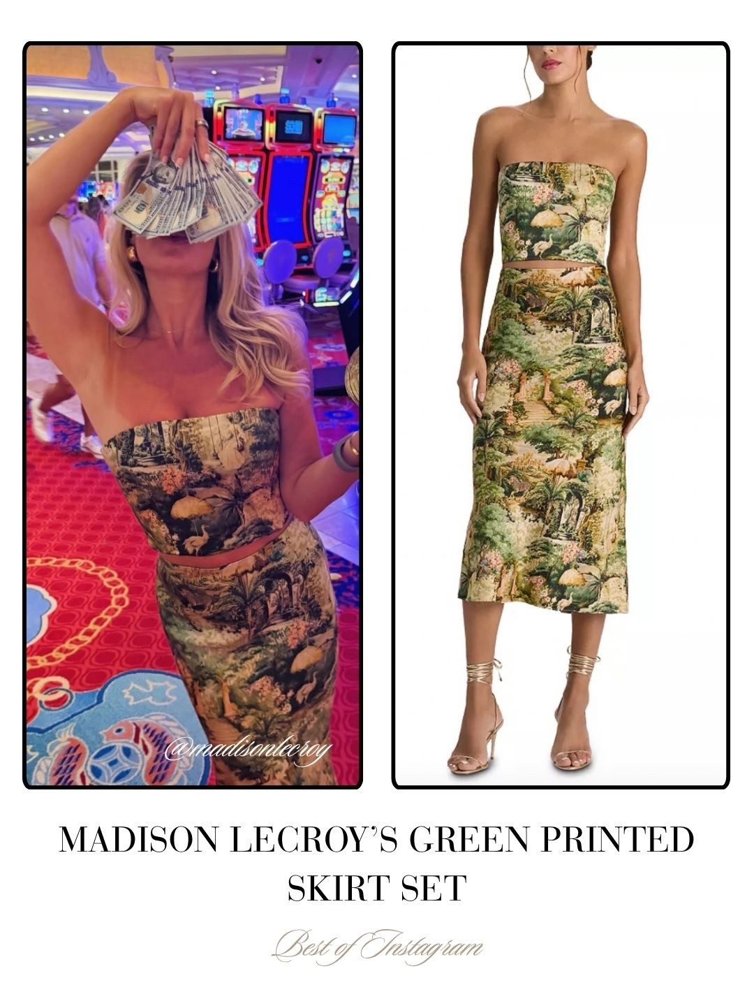 Madison LeCroy’s Green Printed Skirt Set 📸 = @madisonlecroy